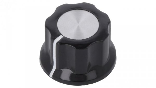 Gałka z kołnierzem plastik Øosi 6,35mm Ø15,7x12mm czarny 5-1437624-0