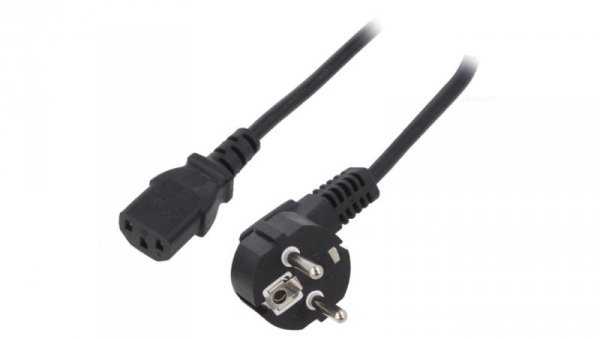 Kabel CEE 7/7 (E/F) wtyk kątowy IEC C13 żeński PVC 3m czarny KAB-EUL-P3-3.0-BK