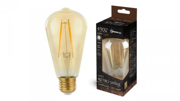 Żarówka LED E27 230V 4,9W ST58 EDISON COG Gold Retro Shine ciepła
