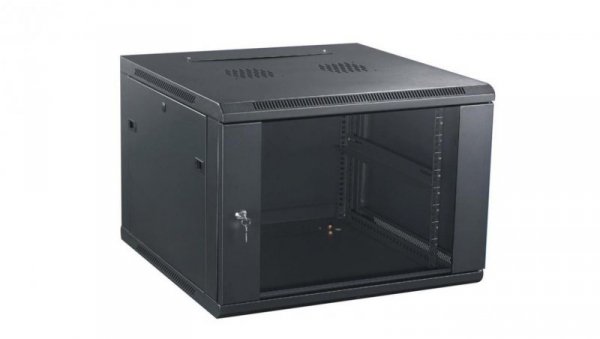 GT Networks Szafa 19” StandardLINE wisząca 12U 600x450mm czarna drzwi blacha-szkło boki demontowalne
