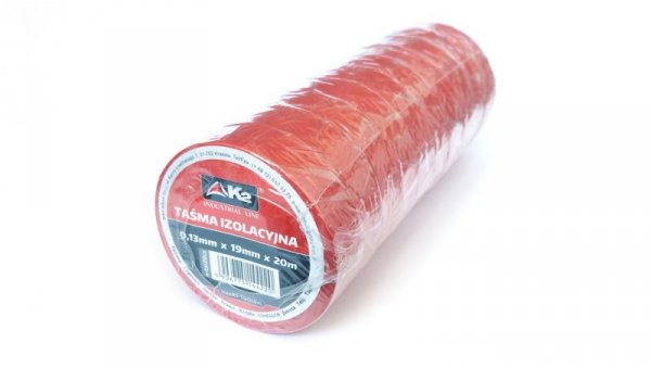 Taśma izolacyjna z PVC 0,13mm/19mm/20m CZERWONA (10 szt.)