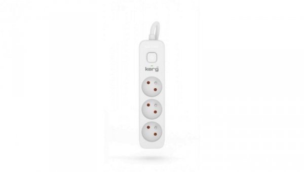Przedłużacz KERG z wyłącznikiem-3 gniazda-biało-szary-5m-10A-H05VV-F-3x1,0mm2