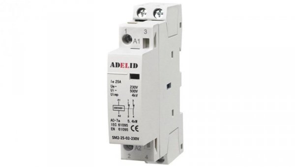 STYCZNIK MODUŁOWY 25-02 230V 20A 25A 1P SM2 25-02-230V