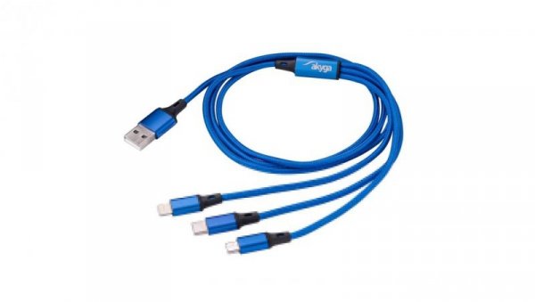 Kabel USB Akyga AK-USB-27 USB A (m) / micro USB B (m) / USB type C (m) / Lightning (m) 1.2m