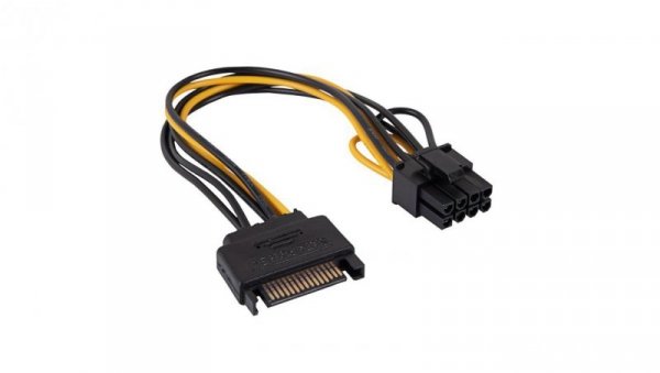 Adapter z kablem Akyga AK-CA-80 PCI-E 6+2pin (m) / SATA (m) 15cm