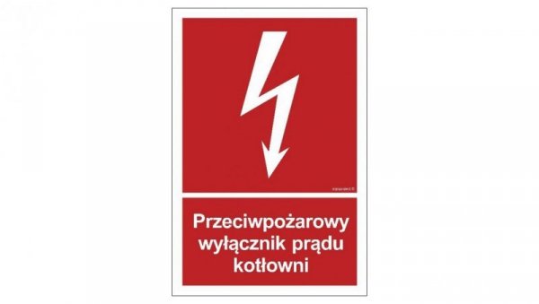 ZNAK - BB024 Przeciwpożarowy wyłącznik prądu kotłowni 40 x 59,4 cm PS - Płyta 1mm foto.