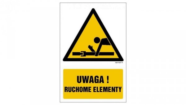 ZNAK - GF059 Uwaga! Ruchome elementy 50 x 75 cm FS - Folia samoprzylepna foto.