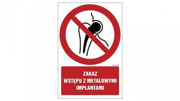 ZNAK - GC069 Zakaz wstępu zmetalowymi przedmiotami 50 x 75 cm FS - Folia samoprzylepna foto.