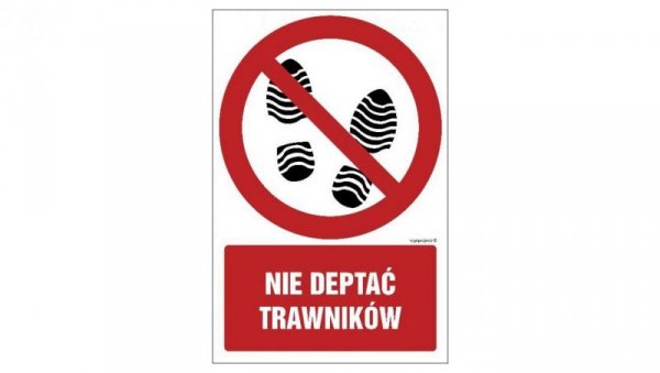 ZNAK - GC076 Nie deptać trawników 50 x 75 cm FS - Folia samoprzylepna foto.