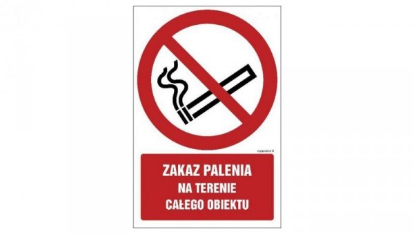 ZNAK - GC086 Zakaz palenia na terenie całego obiektu 50 x 75 cm FS - Folia samoprzylepna foto.