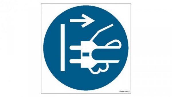 ZNAK - GJ006 Nakaz odłączenia urządzenia od sieci elektrycznej 35 x 35 cm PN - Płyta 1mm