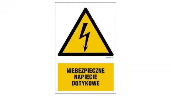 ZNAK - HA015 Niebezpieczne napięcie dotykowe 20 x 30 cm FN - Folia samoprzylepna