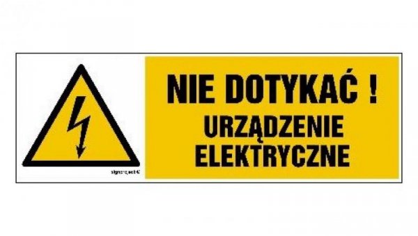 ZNAK - HB001 Nie dotykać! Urządzenie elektryczne 45 x 15 cm FN - Folia samoprzylepna