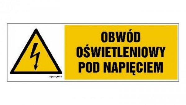 ZNAK - HB009 Obwód oświetleniowy pod napięciem 20 x 6,7 cm FN - Folia samoprzylepna