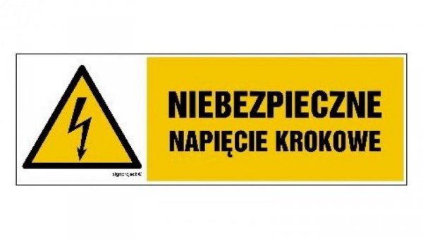 ZNAK - HB014 Niebezpieczne napięcie krokowe 20 x 6,7 cm FN - Folia samoprzylepna