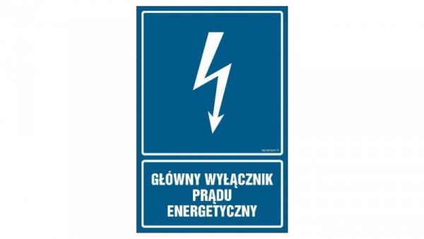 ZNAK - HG015 Główny wyłącznik energetyczny prądu 50 x 75 cm FN - Folia samoprzylepna