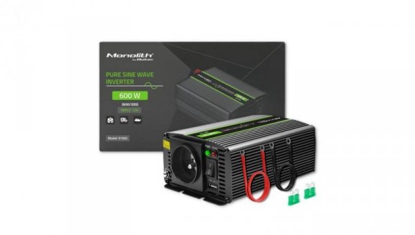 Qoltec Przetwornica napięcia Monolith 300W 600W 12V na 230V Czysty Sinus