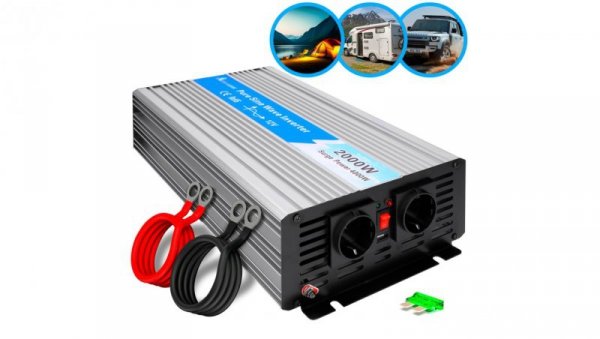 Przetwornica napięcia samochodowa 12V, 2000W czysty sinus Extralink OPIP-2000W