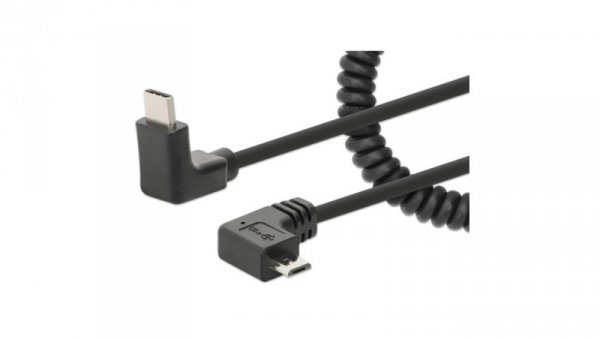 Kabel do ładowania USB-C na USB-MicroB kątowy 90 stopni, spiralny 356244 /1m/