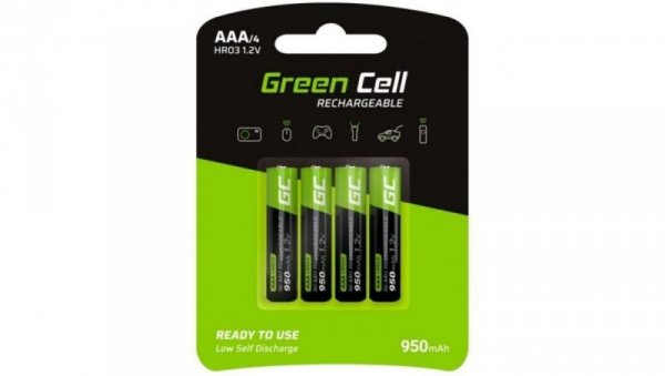 Akumulator Ni-MH R03 AAA 950mAh 1,2V (Ready 2 Use) Green Cell 3x BLISTER 4szt.