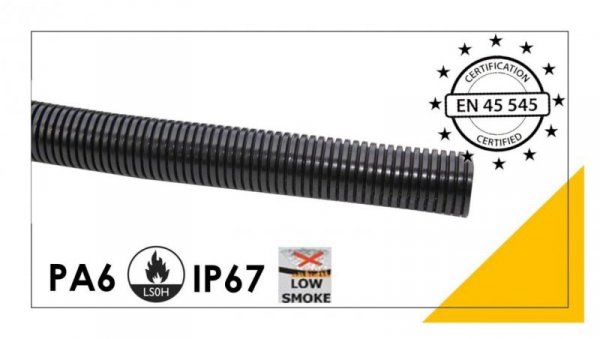 Peszel poliamidowy PA6-V0 EN45545-2 6,7mm/10mm DN 7,5 801.707.0 /50m/
