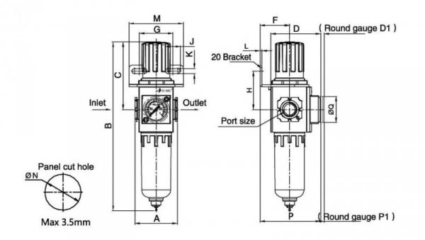 Filtroreduktor G 1/4 GW do 10 bar, regulacja 1,5-9 bar, 5 mikronów