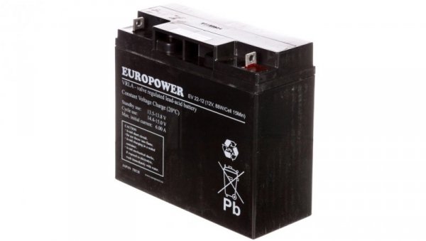 Akumulator bezobsługowy AGM 20Ah 12V Europower EV 22-12