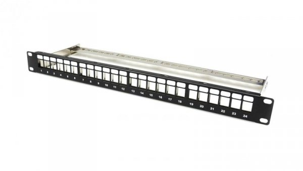CU.PP.00021 Patch panel 19 1U 24xRJ45 modularny keyston - czarny GMPnet supported by BITNER - 25 LAT gwarancji
