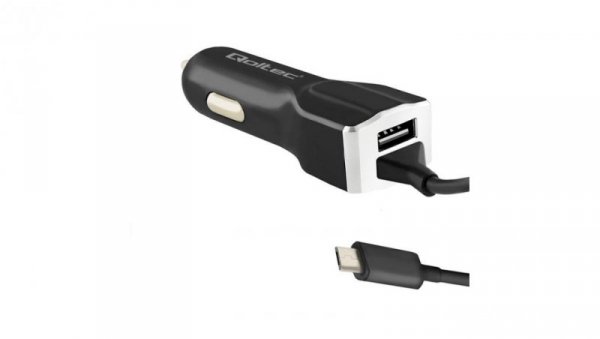 Qoltec Ładowarka samochodowa 12-24V 17W 5V 3.4A USB + kabel Micro USB