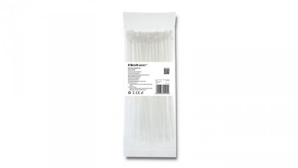 Qoltec Opaski zaciskowe Trytki kablowe 3.6*200mm 100 szt. Nylon66 UV Białe