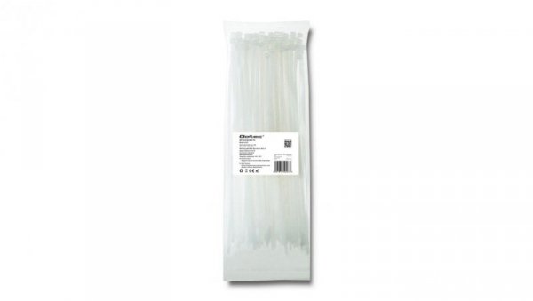 Qoltec Opaski zaciskowe Trytki kablowe 4.8*300mm 100 szt. Nylon66 UV Białe