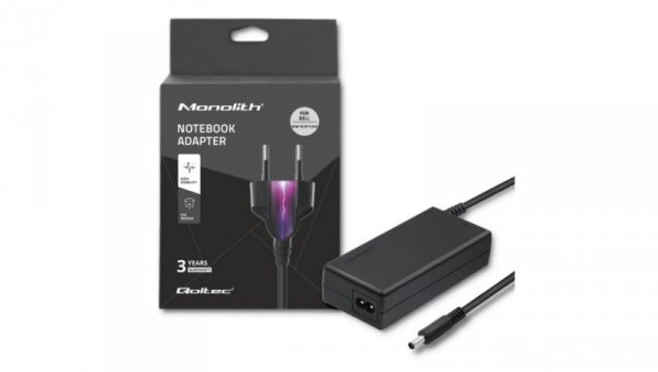 Qoltec Zasilacz do laptopa Dell 65W 19.5V 3.34A 4.5*3.0+pin +kabel zasilający