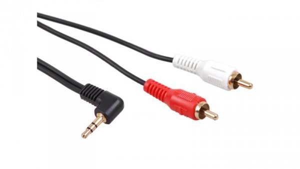 Przewód mini jack 3,5mm kątowy 2RCA 3m czarny MCTV-825 MCTV-825
