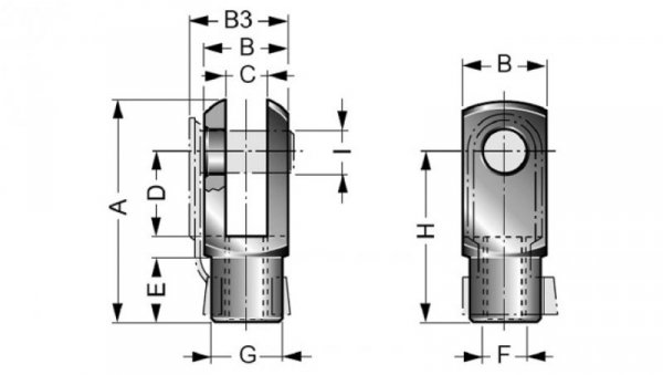 Końcówka widełkowa M16x1,5, D50-63, FS/080-100