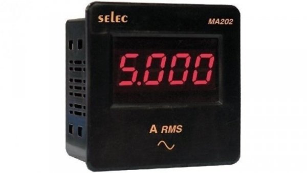 Amperomierz 1-fazowy 0-5A 230V AC MA202-CU