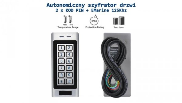 Dwukanałowy szyfrator z wbudowanym czytnikiem 125Khz + 2 x KOD PIN s4k