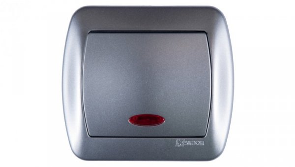 Simon Akord Łącznik jednobiegunowy z podświetleniem aluminium metalizowane AW1L/26