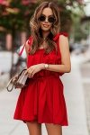 Sukienka ANDI z wiązaniami na ramionach - Czerwona_4