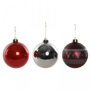 Bombki świąteczne Home ESPRIT Czerwony Srebrzysty Polietylen 21,5 x 21,5 x 22,5 cm (15 Części)