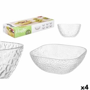 Súprava misiek Vivalto TP70165BK/BH Przezroczysty Szkło 20 x 20 x 8 cm 10,3 x 10,3 x 5,5 cm (4 Sztuk)
