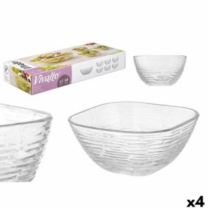 Súprava misiek Vivalto TP70165L/BH Przezroczysty Szkło 20 x 20 x 8 cm 10,3 x 10,3 x 5,5 cm (4 Sztuk)
