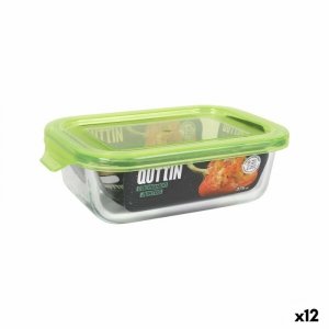 Pojemnik na Lunch Quttin Kolor Zielony Prostokątny 375 ml 17 x 11 x 5 cm (12 Sztuk)