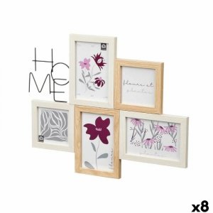 Ramka na Zdjęcia 411408K Naturalny Metal Drewno MDF (8 Sztuk)
