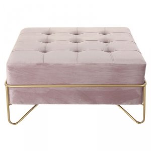 Taboret DKD Home Decor   Piana Różowy Złoty Metal Poliester Aksamit Drewno MDF (80 x 80 x 42 cm)