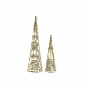 ozdoby świąteczne DKD Home Decor Rattan (2 pcs) (12 x 12 x 40 cm) (16 x 16 x 60 cm)