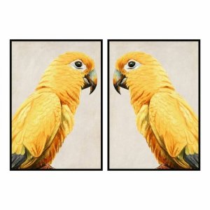 Obraz DKD Home Decor Papuga Tropikalny (103 x 4,2 x 143 cm) (2 Sztuk)