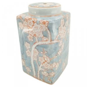 Wazon DKD Home Decor Porcelana Niebieski Pomarańczowy (15.5 x 15.5 x 21.5 cm)
