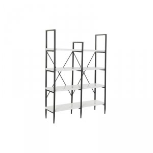 Regał DKD Home Decor Czarny Metal Biały 4 Półki Drewno MDF (110 x 30 x 150 cm)