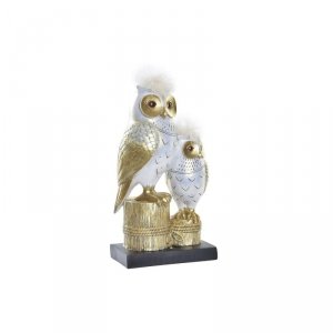 Figurka Dekoracyjna DKD Home Decor 14,5 x 9 x 26 cm Sowa Złoty Biały