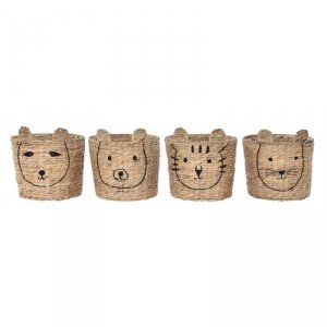 Koszyk DKD Home Decor Tropikalny zwierzęta Pałka wodna (35 x 35 x 35 cm) (4 Sztuk)